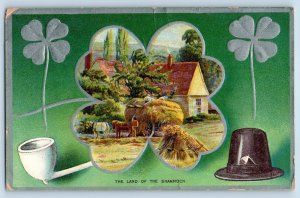 Fullerton Nebraska NE Postcard St. Patrick's Day Pipe Clover The Land Shamrock