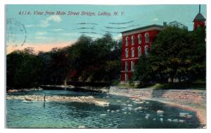 1911 View from Main Street Bridge, Leroy, NY Postcard