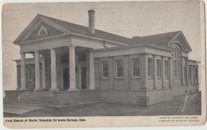 1913 COLORADO SPRINGS Colorado Colo Co Postcard FIRST CHURCH OF CHRIST SCIENTIST