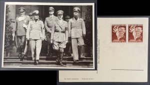 THIRD REICH ORIGINAL POSTCARD MUSSOLINI HITLER GORING CIANO AXIS MEETING MUNICH