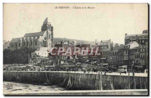 Old Postcard Treport L & # 39Eglise And The Boat Musoir