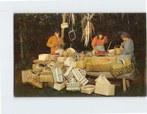 Postcard Basket Making at Oconaluftee Indian Village Cherokee North Carolina USA