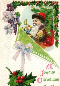 C. 1910 Santa Claus Sword Dolls Toys Tree Christmas Vintage Postcard P219