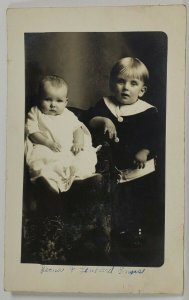 RPPC Lovely  Children Leona and Leonard Emas Cute Blonde Boy c1900s Postcard R3