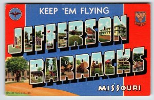 Greetings From Jefferson Barrracks Missouri Large Letter Postcard Keep EM Flying