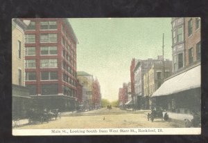 ROCKFORD ILLINOIS DOWNTOWN MAIN STREET SCENE VINTAGE POSTCARD KELSO N.D.