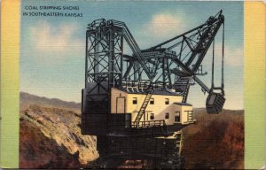 Linen Postcard Coal Stripping Shovel in Southeastern Kansas