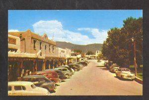 TAOS NEW MEXICO DOWNTOWN STREET SCENE 1940's CARS VINTAGE POSTCARD NM