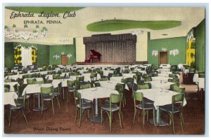 1940 Ephrata Legion Club Lancaster County Main Dining Room Pennsylvania Postcard