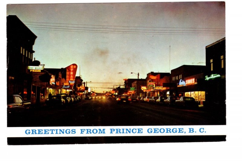 Greetings from Prince George, Third Avenue, British Columbia,