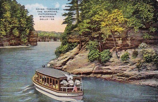 Going Through The Narrows Picturesque Wisconsin Dells Wisconsin 1952