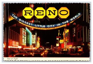 Virginia Street View Night Reno Nevada NV UNP Continental Chrome Postcard R24