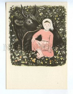 238417 RUSSIA Jacobson fairy tale little woman-Havroshechka COW old postcard