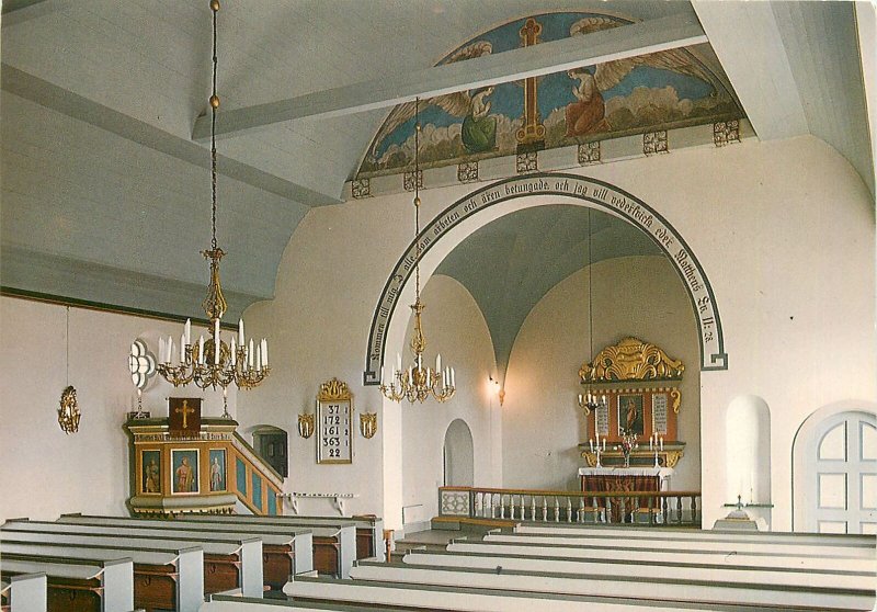 Religion Postcard Scandinavia church cathedral chapel altar organ Normannebo