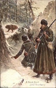 Teller Tuck Life in Russia Bear Hunt Ural Mountains Hunting Gun c1910 Postcard