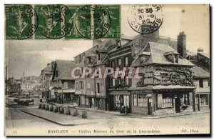 Postcard Old Honfleur Vieilles Maisons du Quai Quarantine Cafe Reunion Tobacco