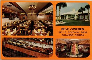 Vtg Orlando Florida FL Bit-O-Sweden Smorgasbord Restaurant 1960s Postcard