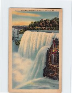 Postcard American Falls From Goat Isle, Niagara Falls, New York