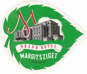 Hungary Budapest Grand Hotel Margitsziget Vintage Luggage Label sk3840