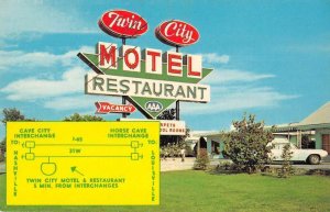 Cave City Kentucky Twin City Motel and Restaurant Vintage Postcard AA39241