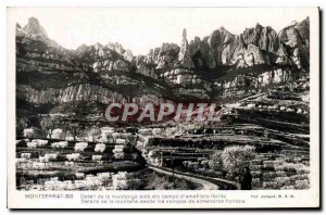 Old Postcard Montserrat Detail of Montanya Ametllers Amb Els Camps Florits