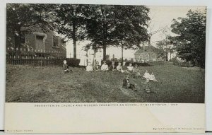 Bedminster Pa Presby. School P.&R. Railway Station Perkasie 1906 #1  Postcard O1
