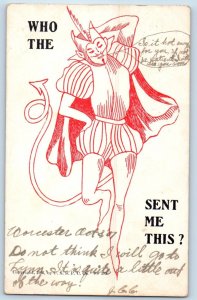 Signed Postcard Who The Devil Sent Me This Worcester Massachusetts MA 1907