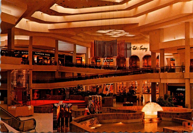 A mid-70's view of the Grand Court at Woodfield Mall in Schaumburg, Illinois