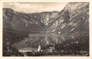 B107863 Slovenia Bohinjsko Jezero Church lake Panorama real photo uk