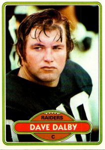 1980 Topps Football Card Dave Dalby C Oakland Raiders sun0288