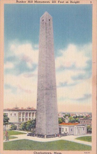 Bunker Hill Monument 221 Feet In Height Charlestown Massachusetts