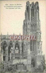 Postcard Ancient Ruins of Reims Cathedral (Left Coast) Militaria