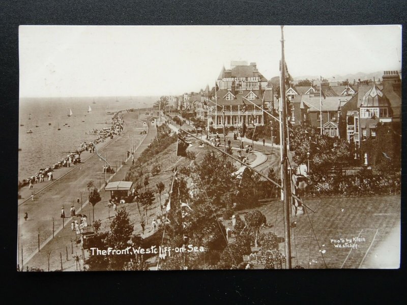 Essex WESTCLIFF ON SEA The Front SIGNAL MAST & OVERCLIFF HOTELc1911 RP Postcard
