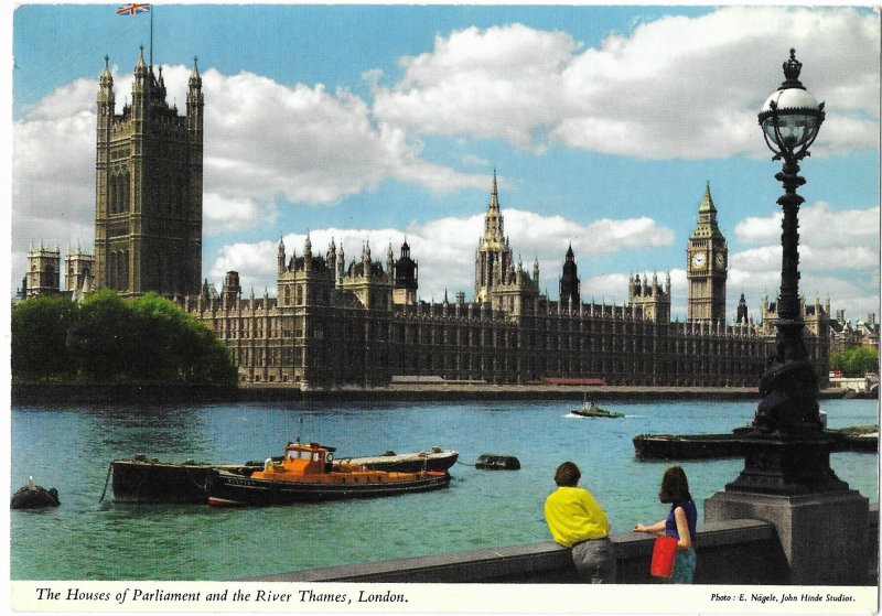 The Houses of Parliament & Thames River Big Ben Clock London England