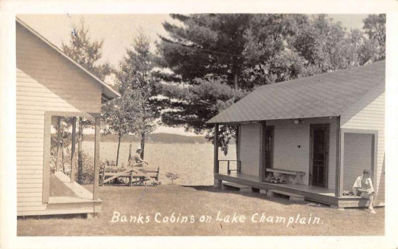 Lake Champlain Vermont Banks Cabins Real Photo Antique Postcard K91795