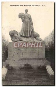 Old Postcard Monument to Roubaix dead