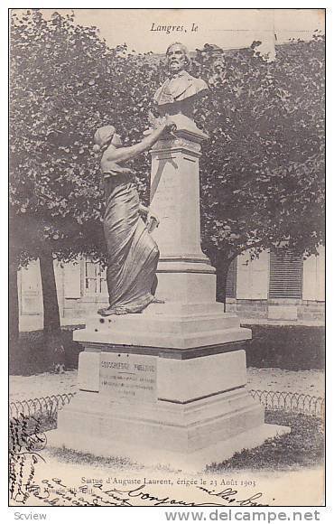 Statue d'Auguste Laurent, Erigee Le 23 Aout 1903, Langres (Haute Marne), Fran...