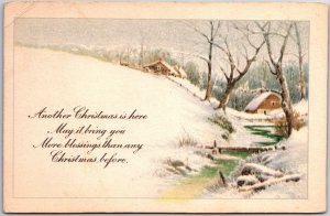 VINTAGE POSTCARD ANOTHER CHRISTMAS IS HERE SNOWY VILLAGE SCENE POSTED 1918