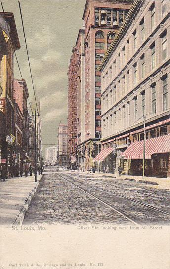 Missouri St Louis Oliver Street Looking West From 6th Street Early Curteich