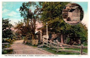 Pennsylvania Typical old Log Cabin in Rural a century ago