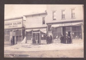 REAL PHOTO GREENLAND MICHIGAN DOWNTOWN STREET SCENE SNOW OSTCARD COPY