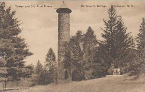 New Hampshire Hanover Dartmouth College Tower And Old Pine Stump Albertype