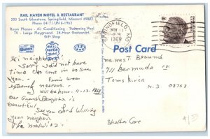 1969 Rail Haven Motel Restaurant Glenstone Springfield Missouri Vintage Postcard