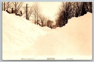 RPPC  Maine's Vacationland  Dexter  Snow Storm  Real Photo Postcard  c1930