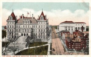 Vintage Postcard 1920's The Capitol and State Education Building Albany New York