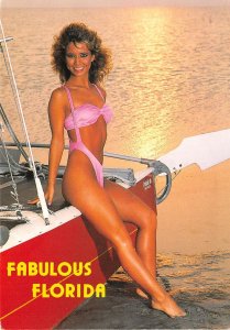 US8 USA Fabulous Florida 1990 swimsuit model and boat Sikorsky stamp