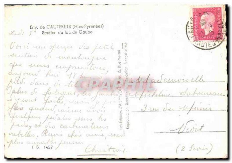 Old Postcard Around Cauterets Trail Lake Caube