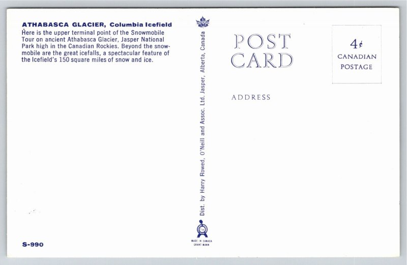 Transportation~Snowmobile @ Athabasca Glacier Columbia Icefield~Vintage Postcard