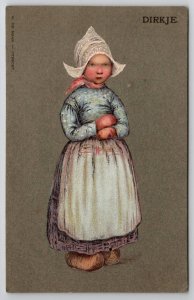 DIRKJE Adorable Dutch Girl Traditional Costume W. DE HAAN Utrecht Postcard U21