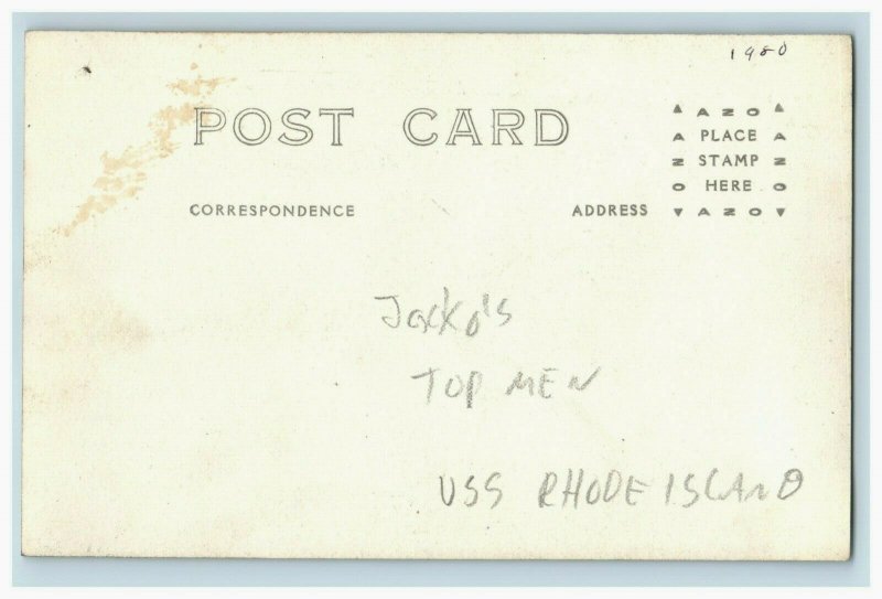 1920 RPPC USS Rhode Island Admiral Rodman Sec. of Navy Daniels Postcard P183 